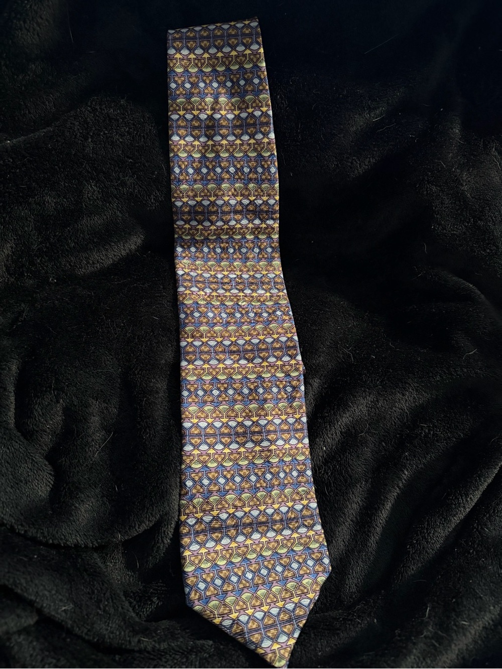 J. Garcia Blue and Gold Geometric Men's Tie